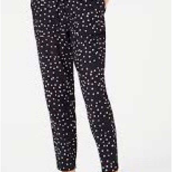 Eileen Fisher Black white dots Organic Cotton elastic waist pants size L preown - Picture 2 of 8